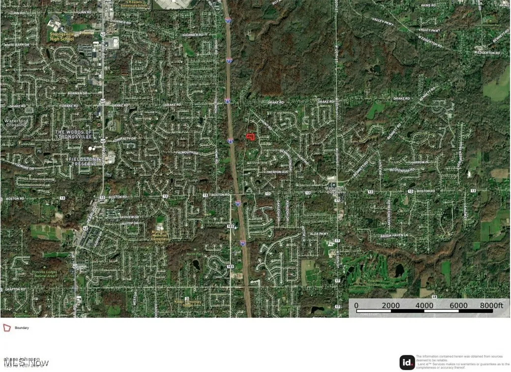 Aerial map of property and surrounding area