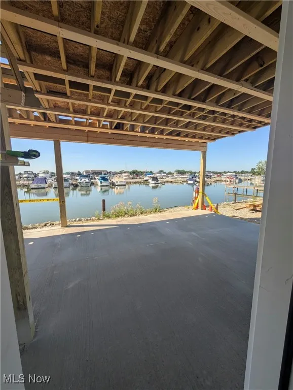 View of patio featuring a water view