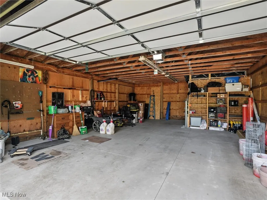 Large detached garage with newly poured floors