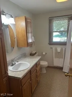 Bathroom with vanity and toilet