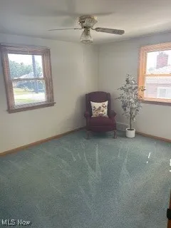 Bedroom  with healthy amount of natural light, ceiling fan