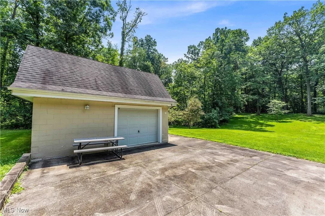 View of detached garage