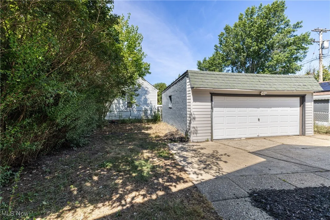 View of detached garage