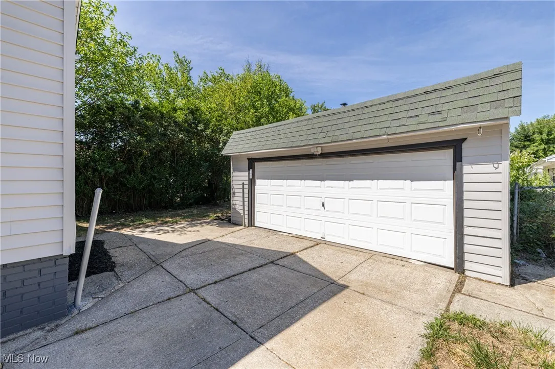 View of detached garage