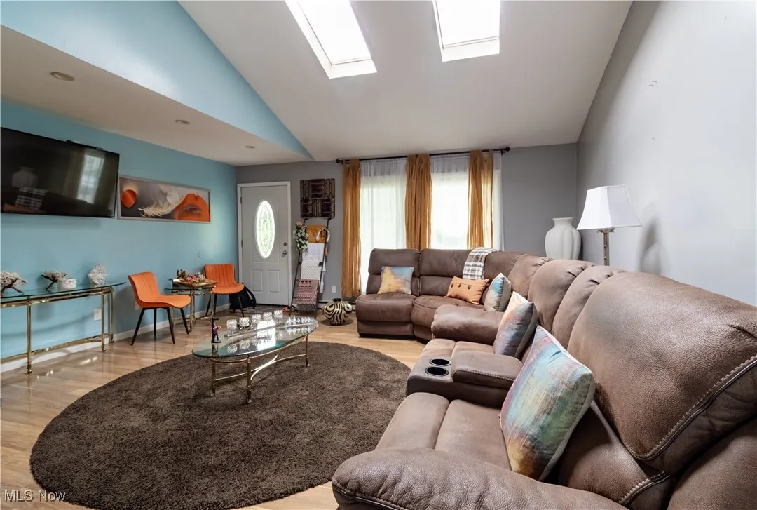 Living room with skylights