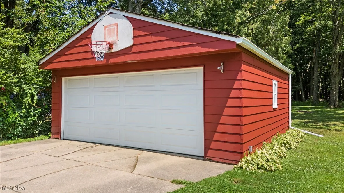 View of detached garage