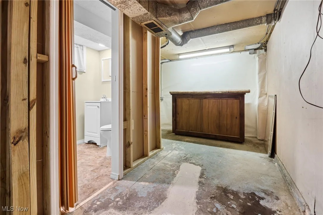 View of unfinished basement