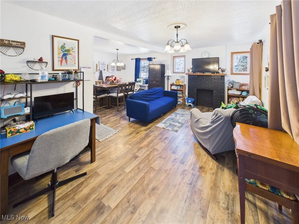Open living room and dining room