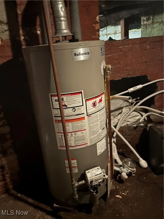 Utility room featuring water heater