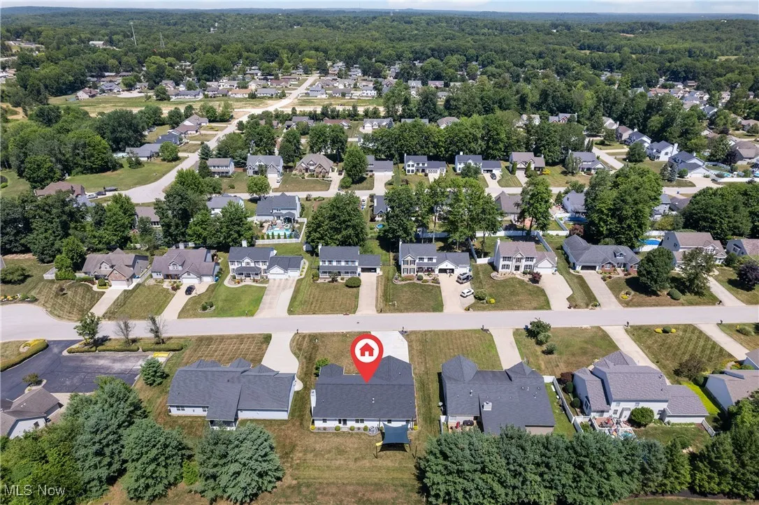 Aerial perspective of suburban area