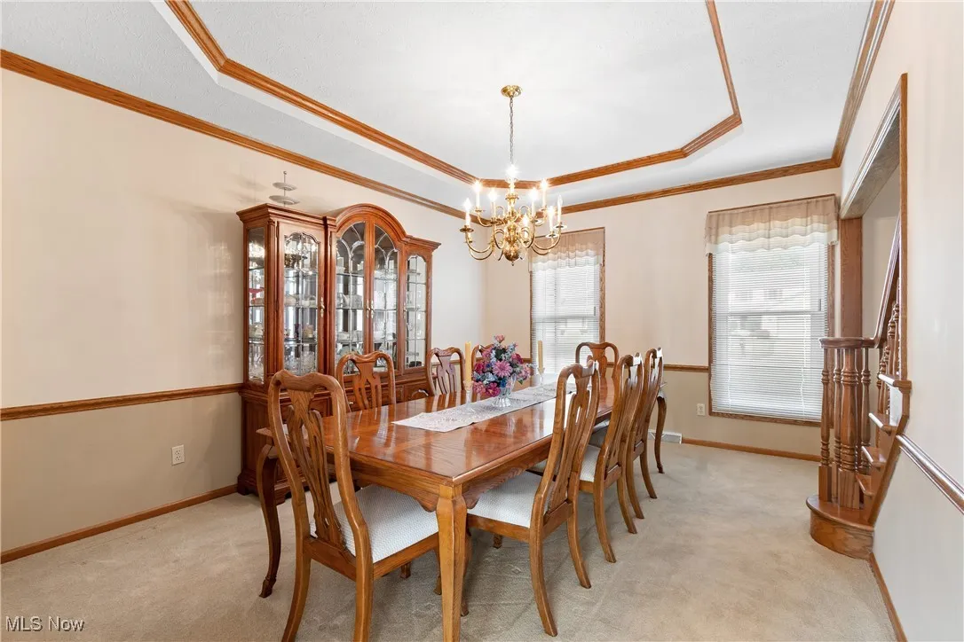 Formal Dining room with a tray ceiling