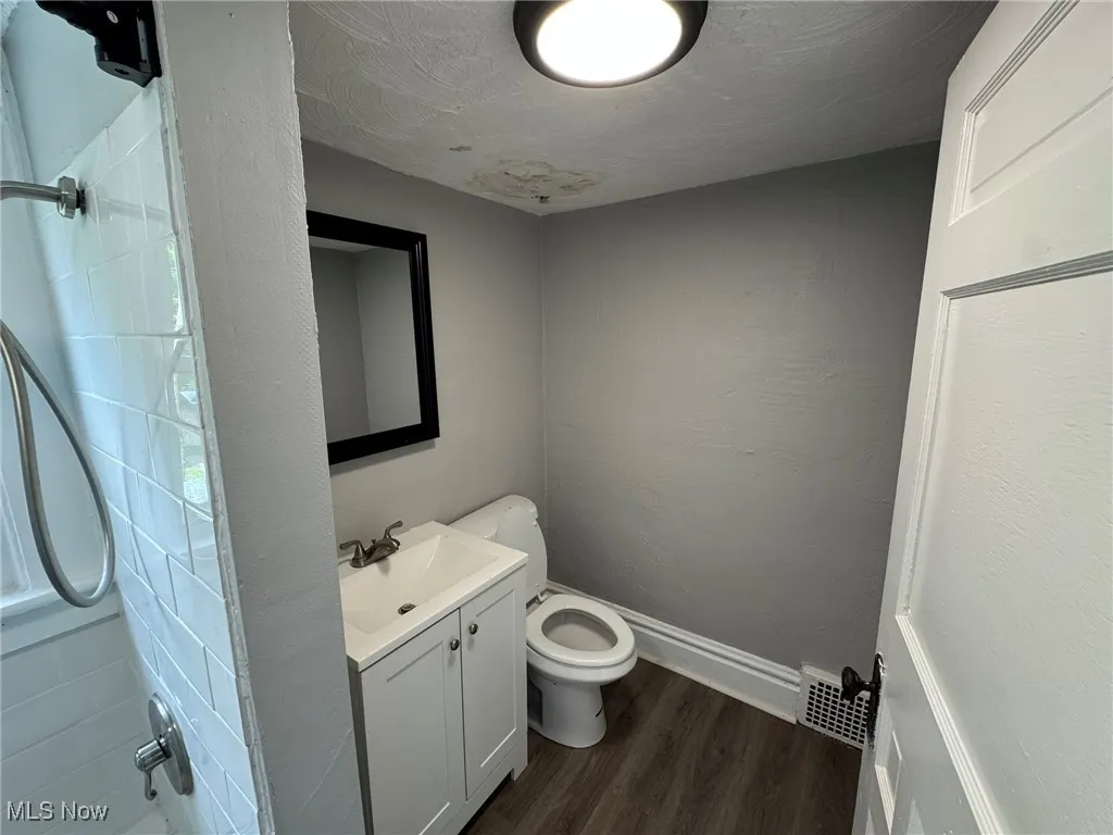 Second floor bathroom featuring vanity and wood finished floors