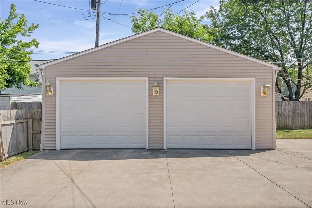 View of detached garage