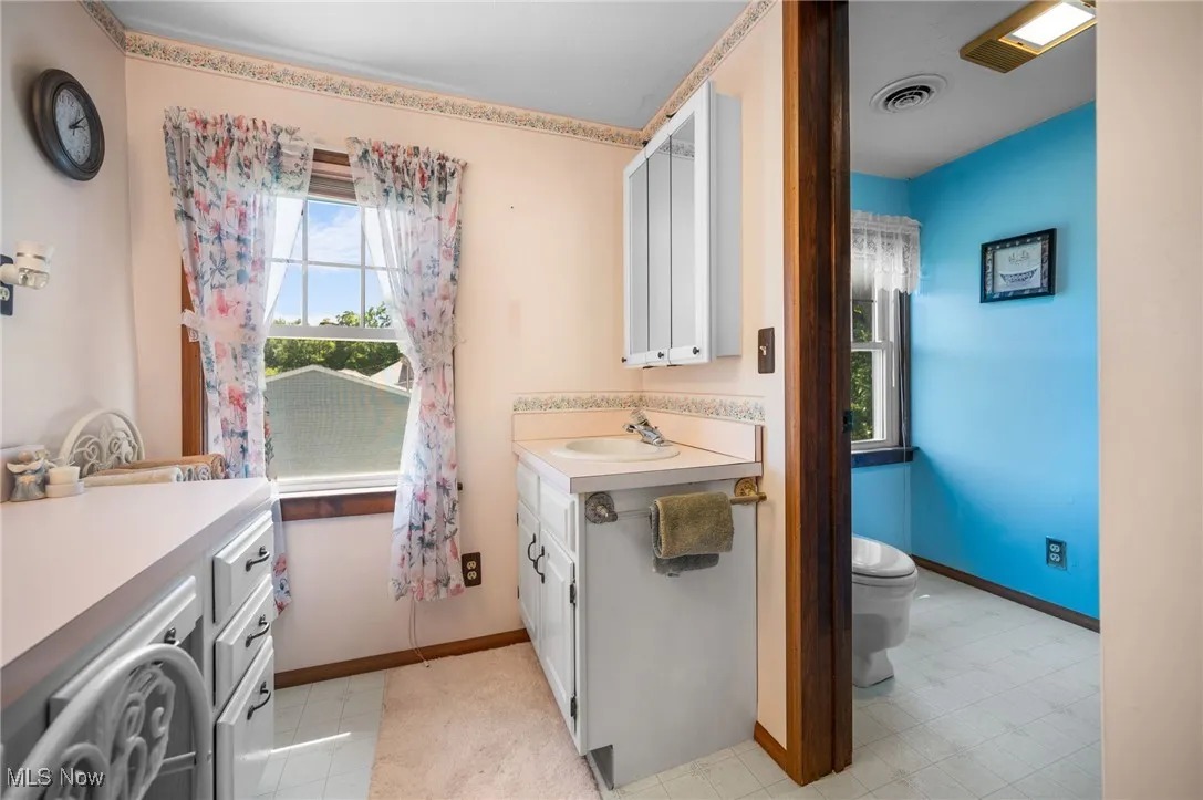 Bathroom with vanity and toilet