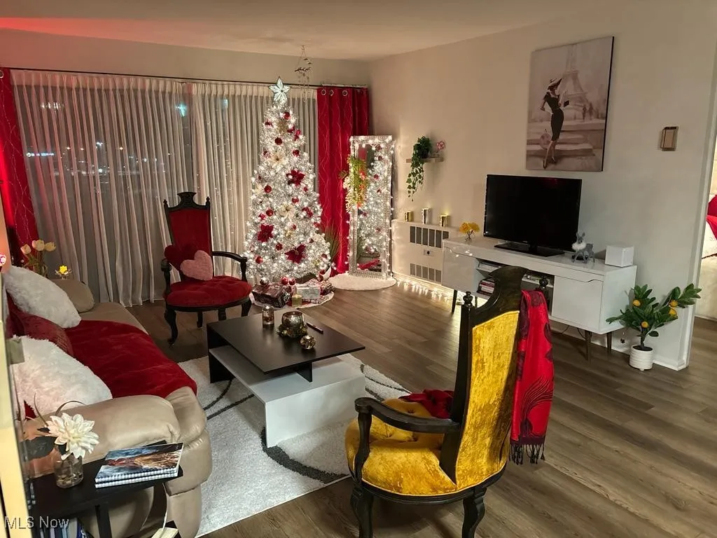 Living room featuring wood finished floors