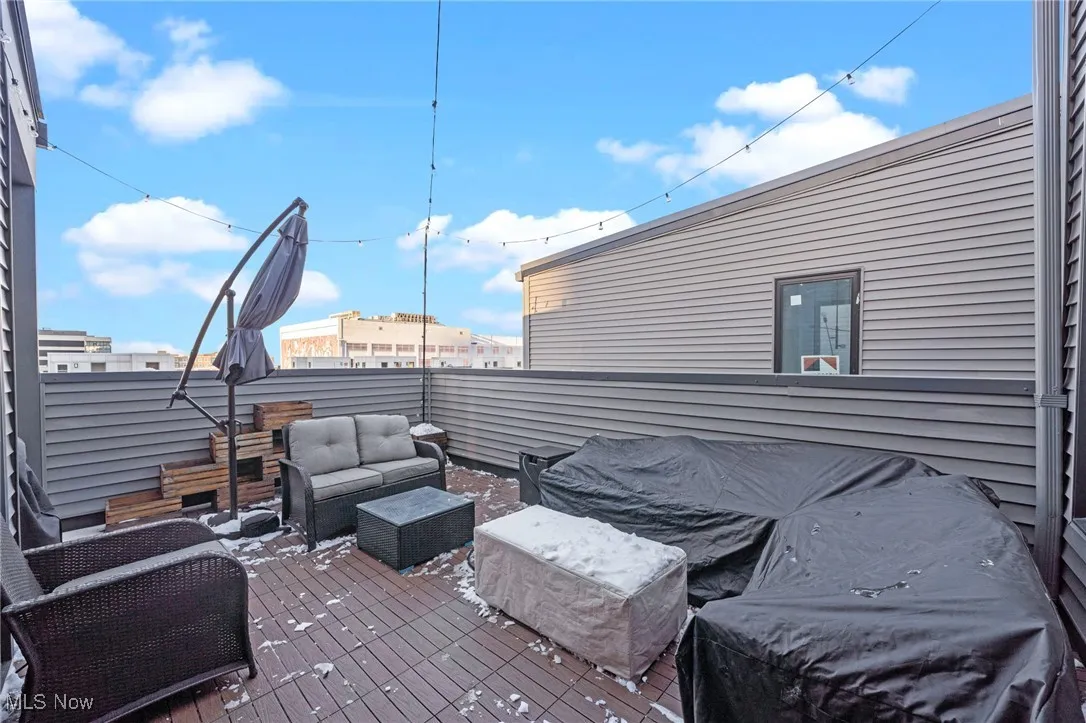 View of patio / terrace with an outdoor living space and a wooden deck
