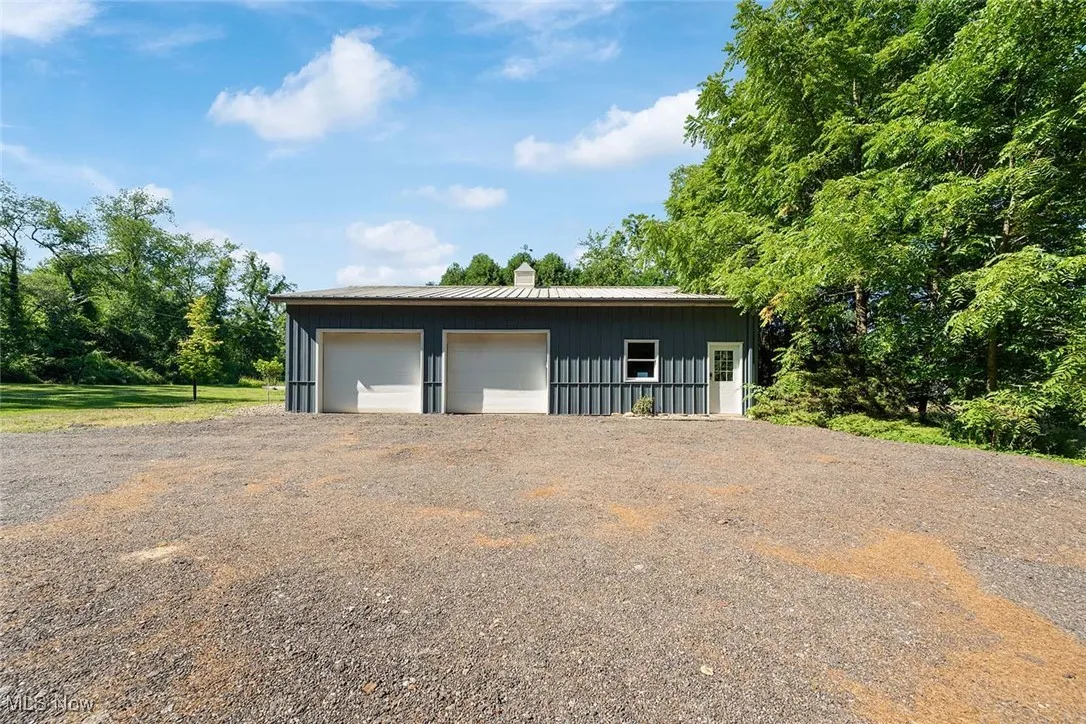 View of detached garage