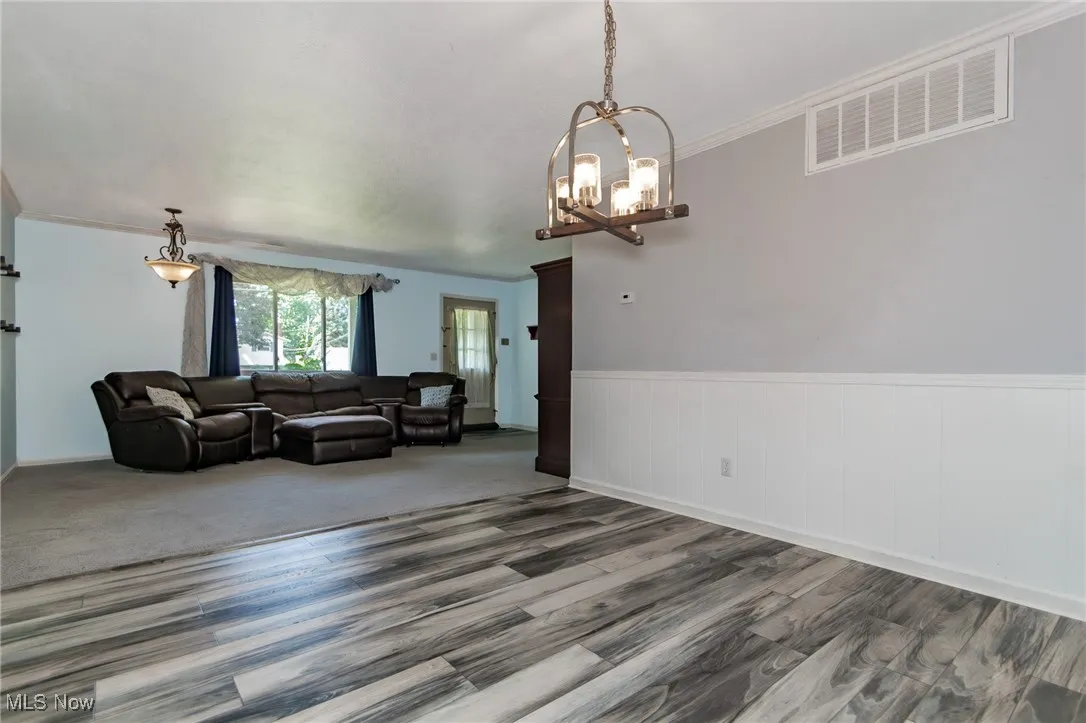 Living room and dining room