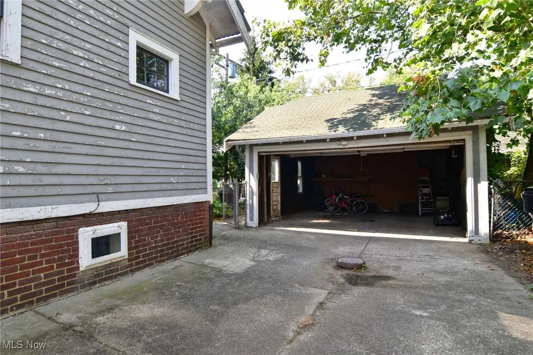 View of detached garage