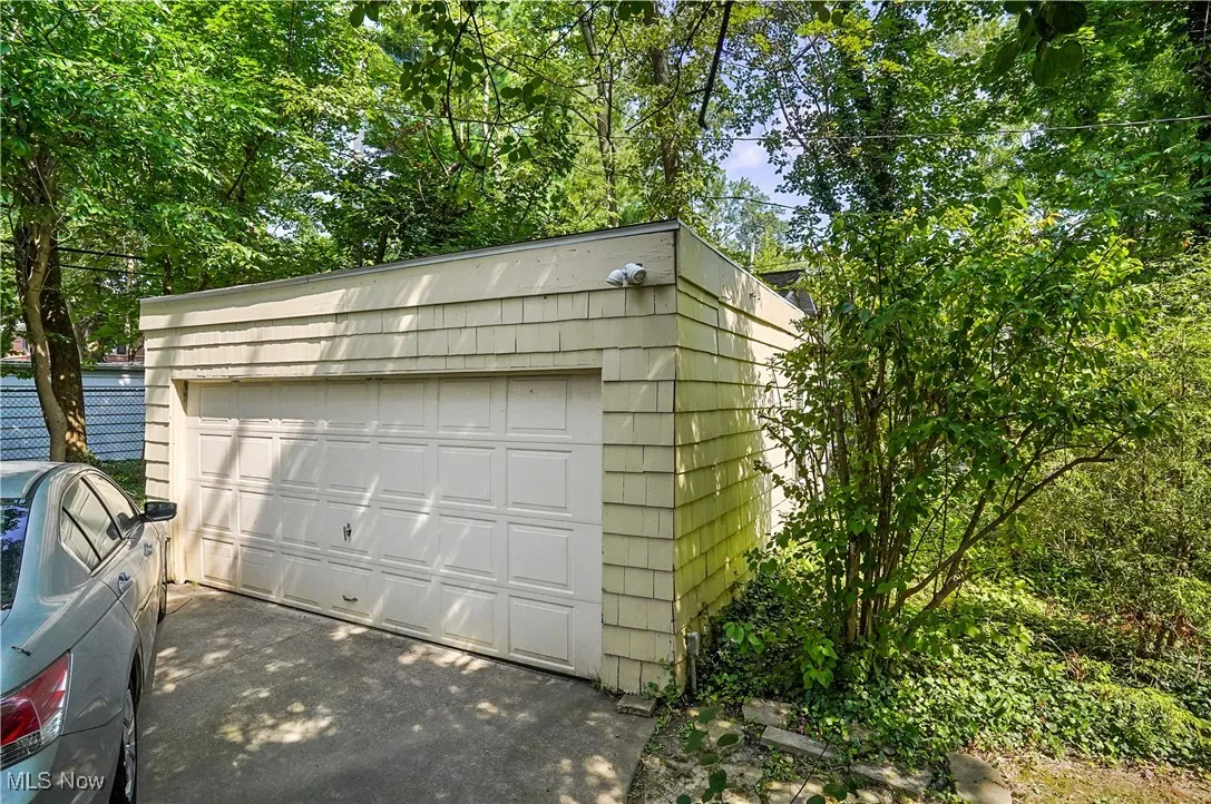 View of detached garage