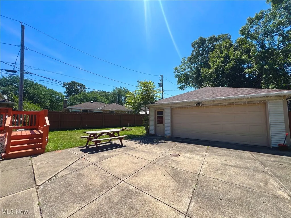 View of detached garage