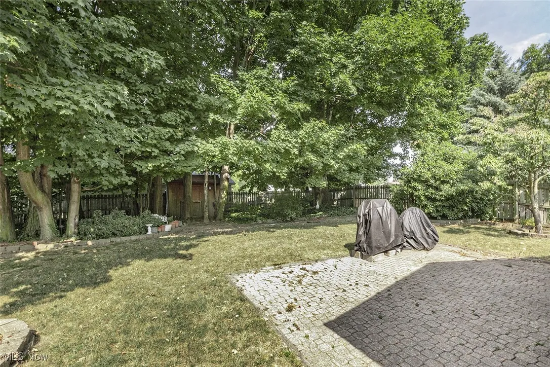 Private fenced in backyard