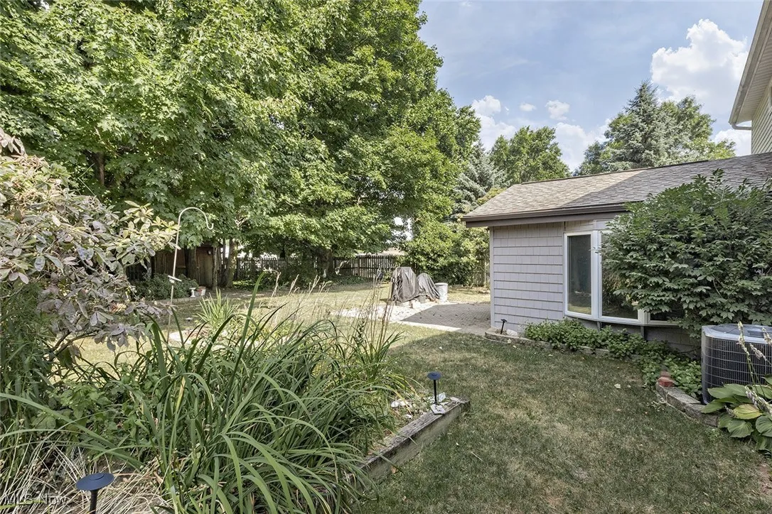 Private fenced in backyard