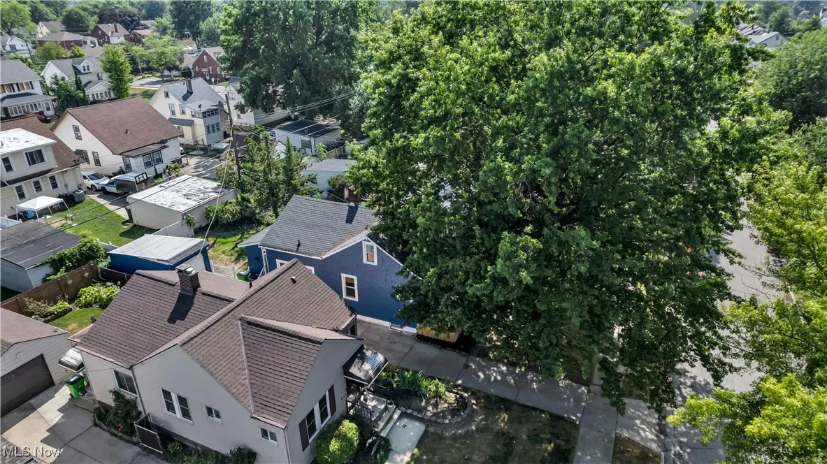 Aerial perspective of suburban area