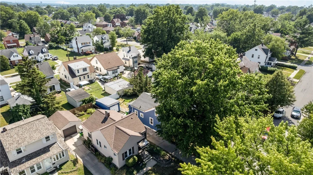 Aerial perspective of suburban area