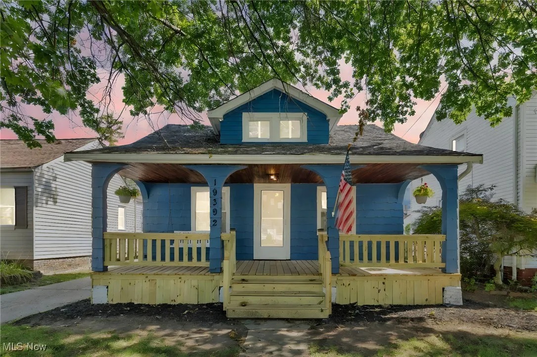 View of front of property featuring covered porch