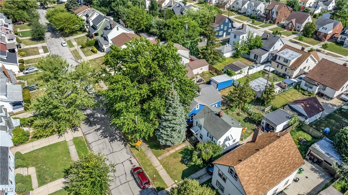 Aerial perspective of suburban area