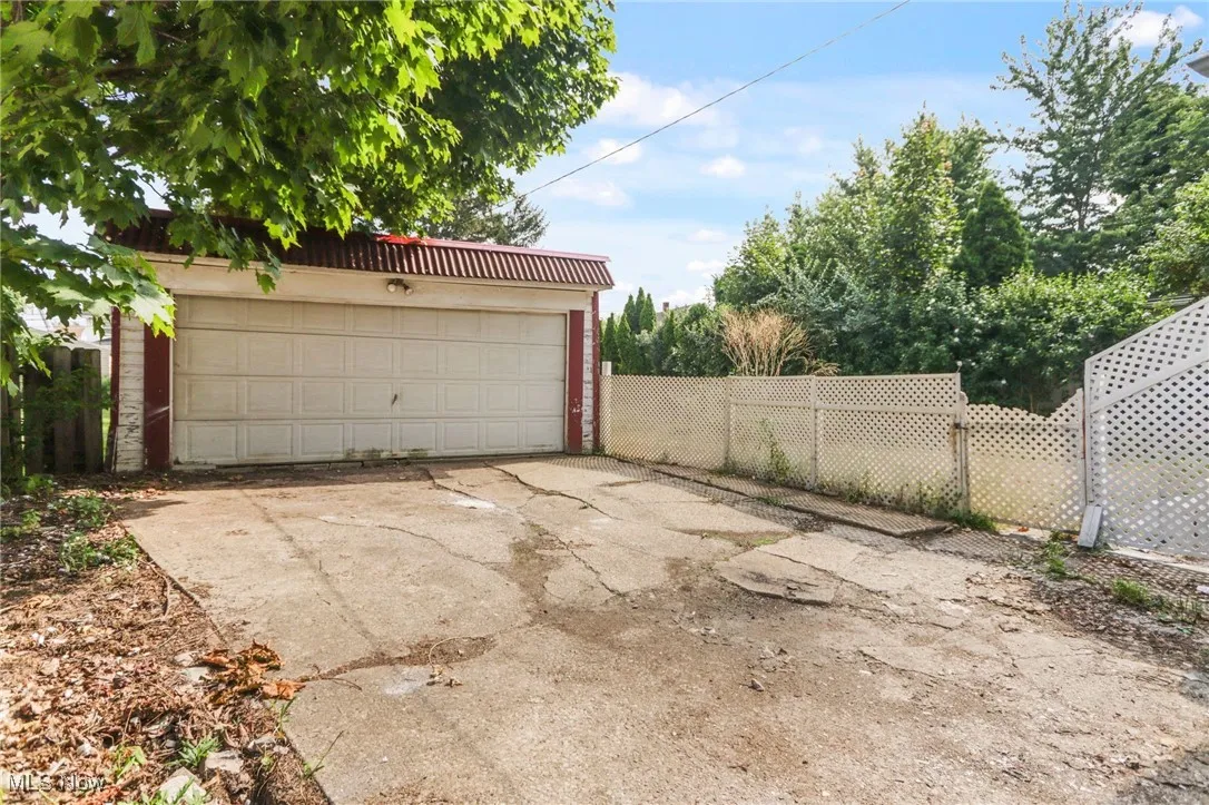 View of detached garage