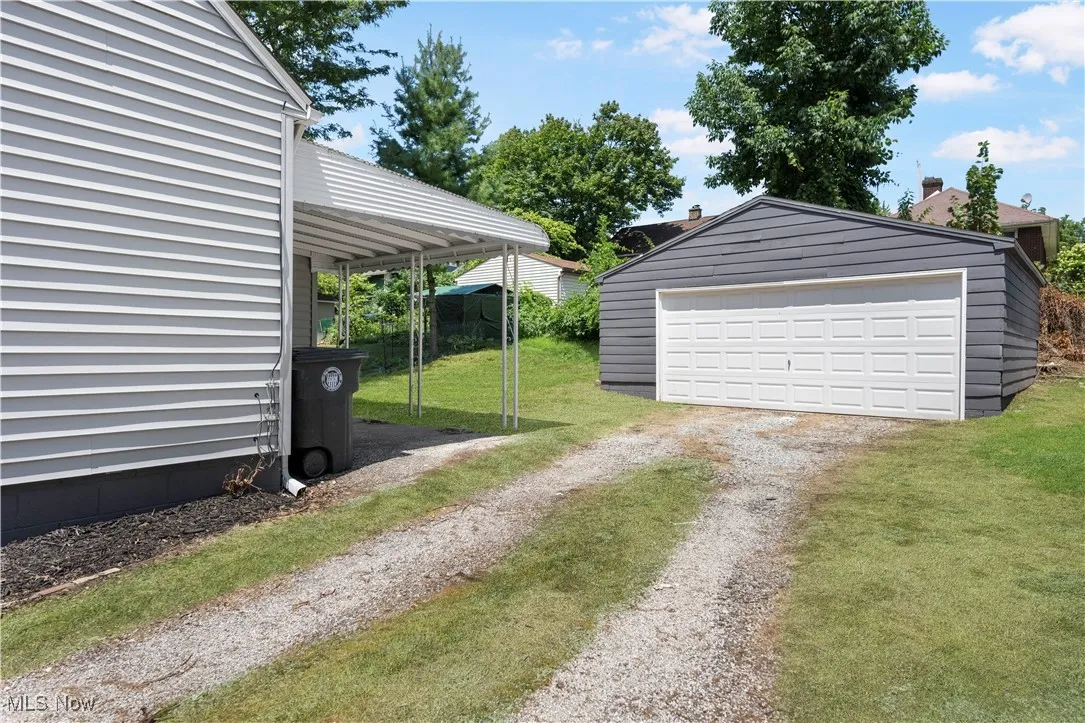View of detached garage