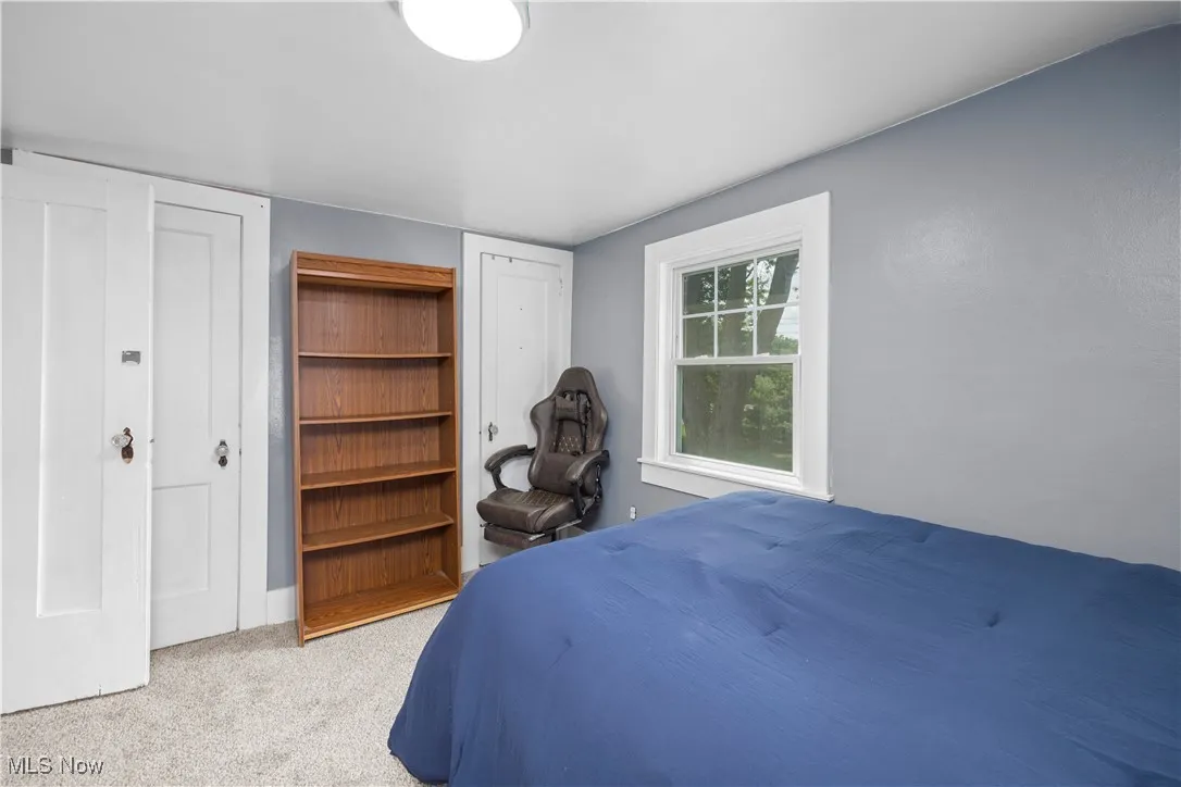Bedroom with carpet flooring