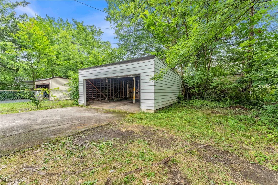 View of detached garage