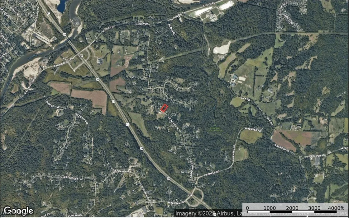 Aerial map of property and surrounding area