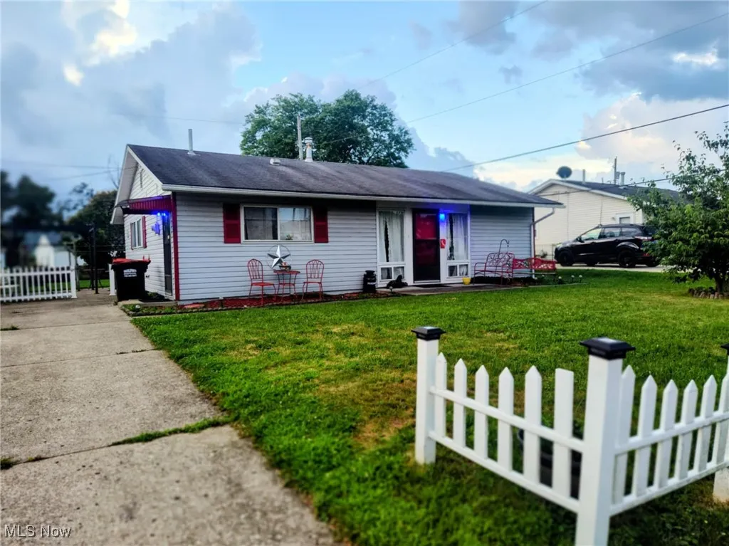 View of front of property with a fenced front yard