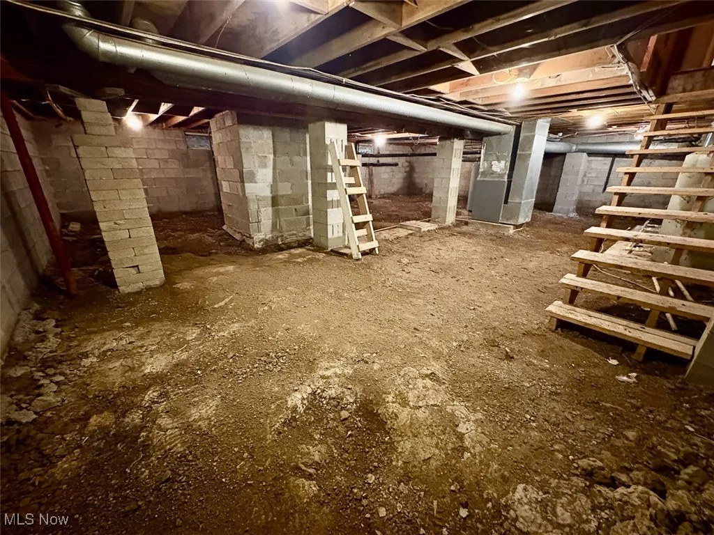 Unfinished below grade area with heating unit