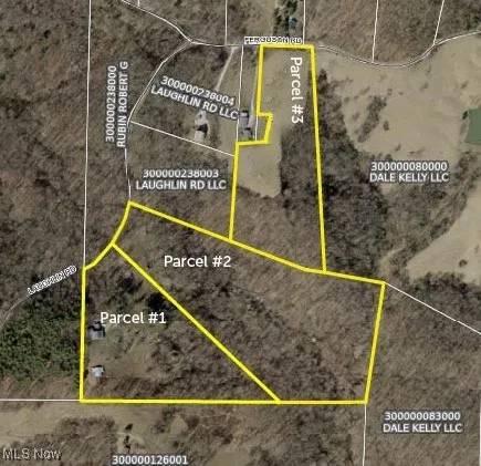 Aerial view of property's location featuring property parcel outlined