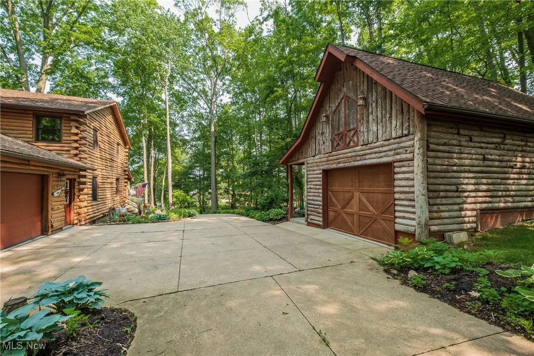 View of detached garage