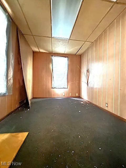 Empty room with wood walls