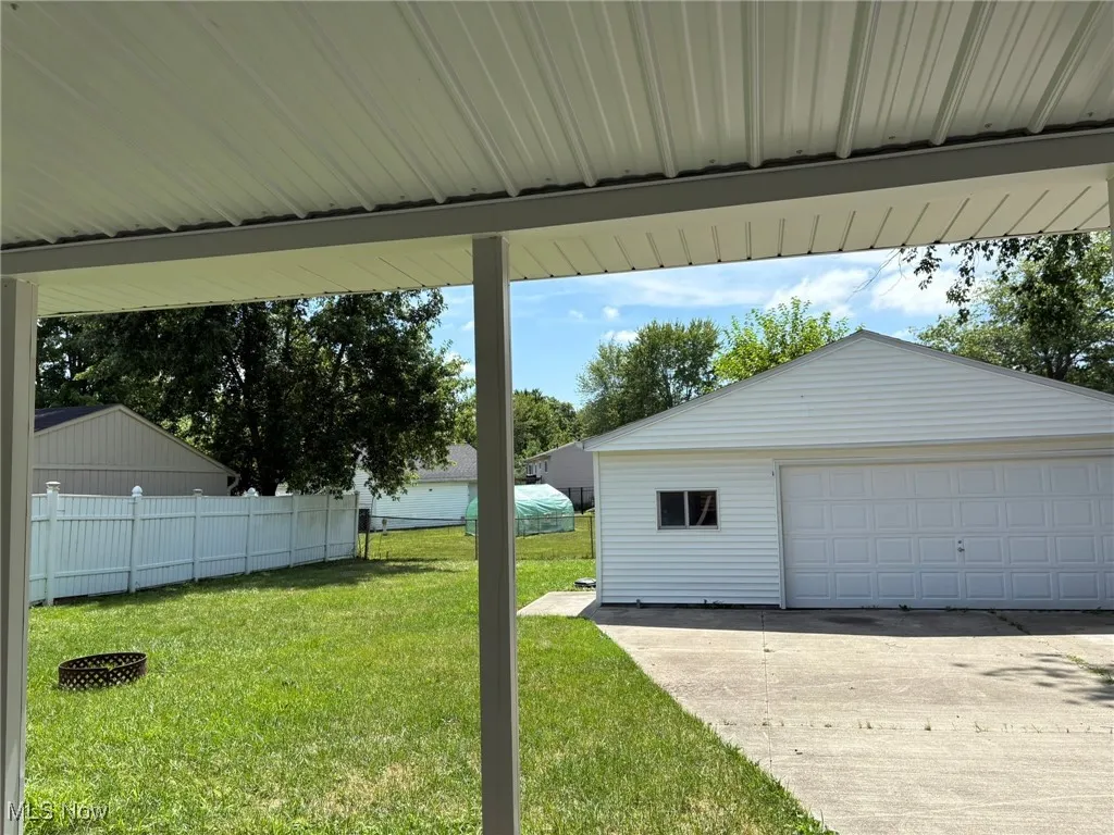 View of detached garage