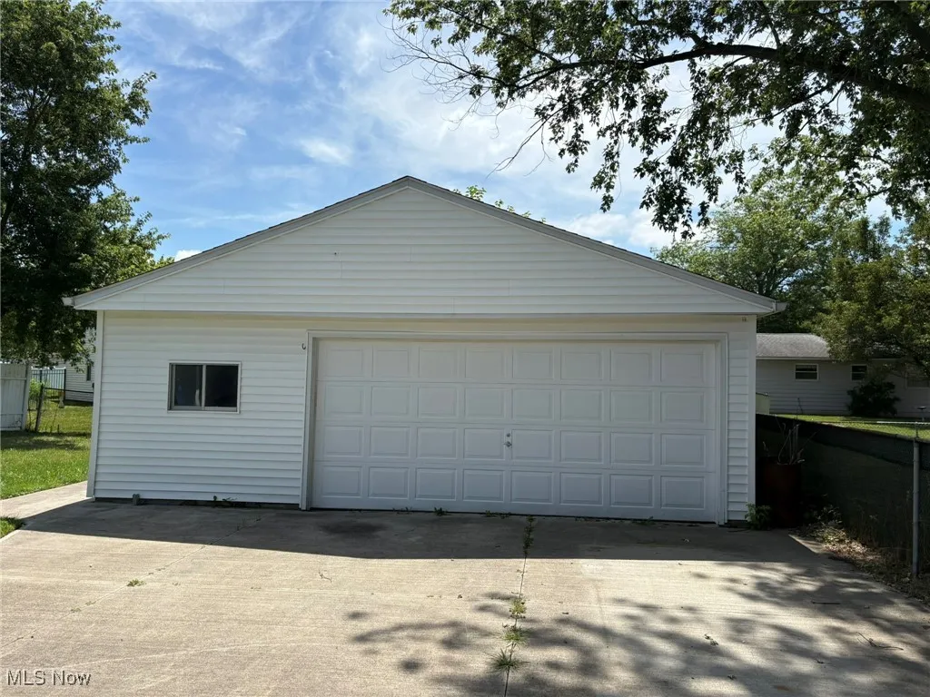 View of detached garage
