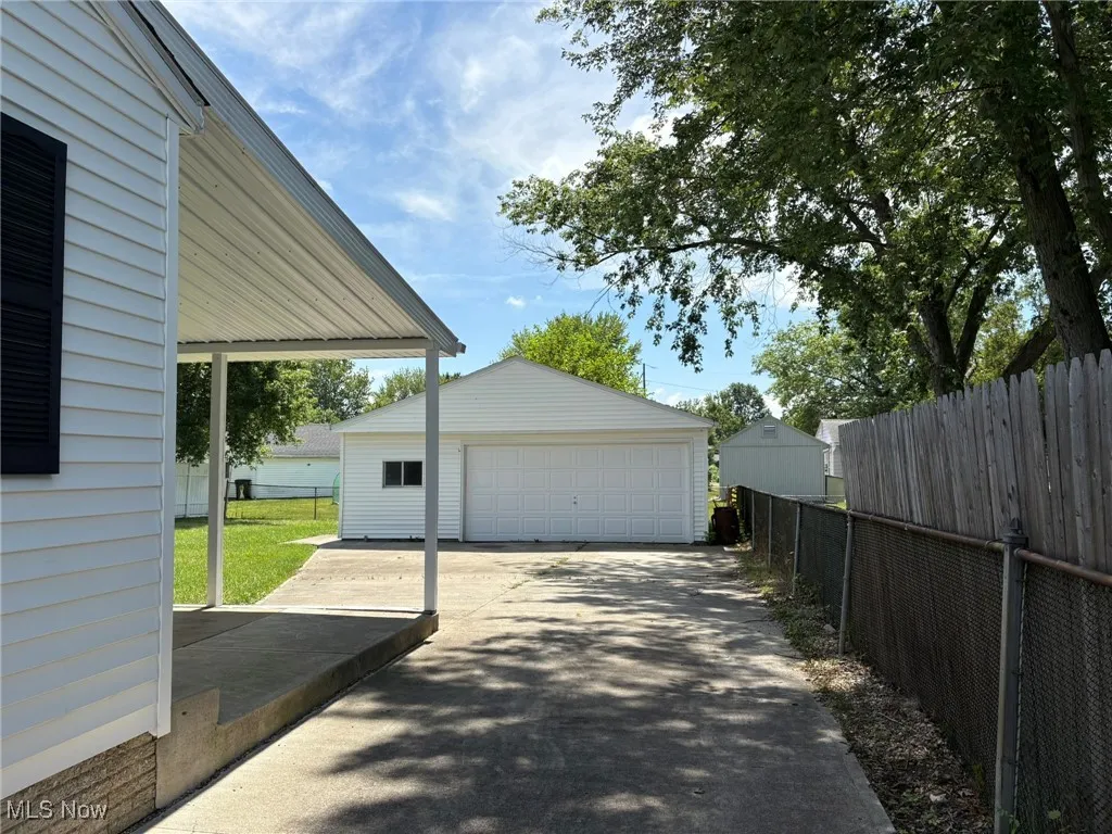 View of detached garage