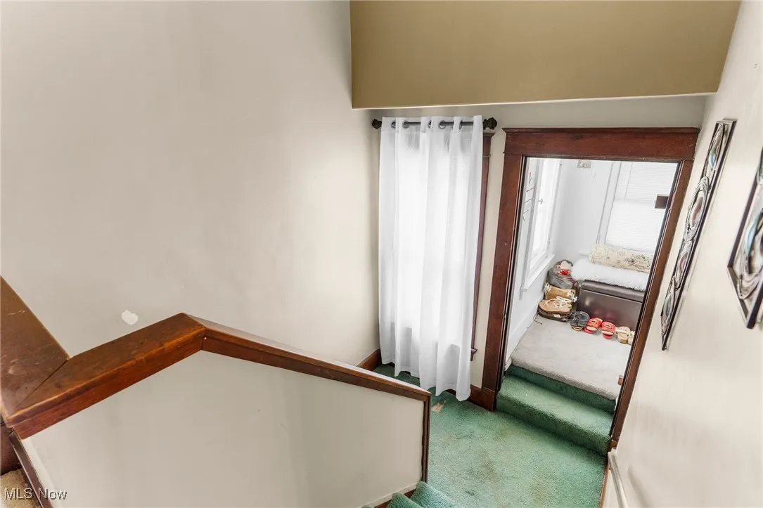 Staircase with carpet flooring