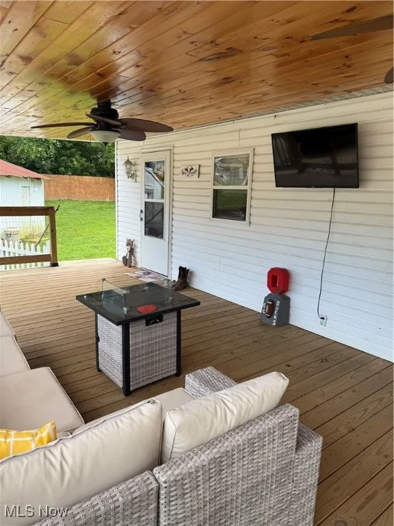View of wooden deck