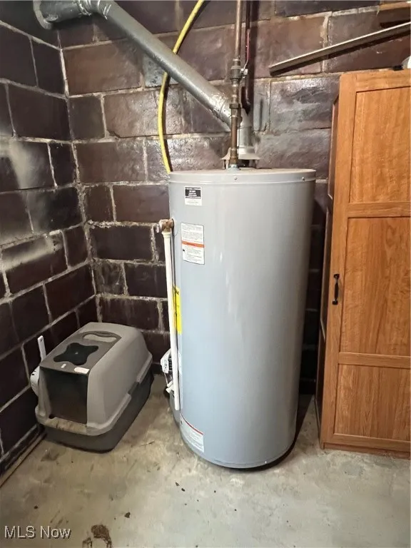 Utility room featuring water heater