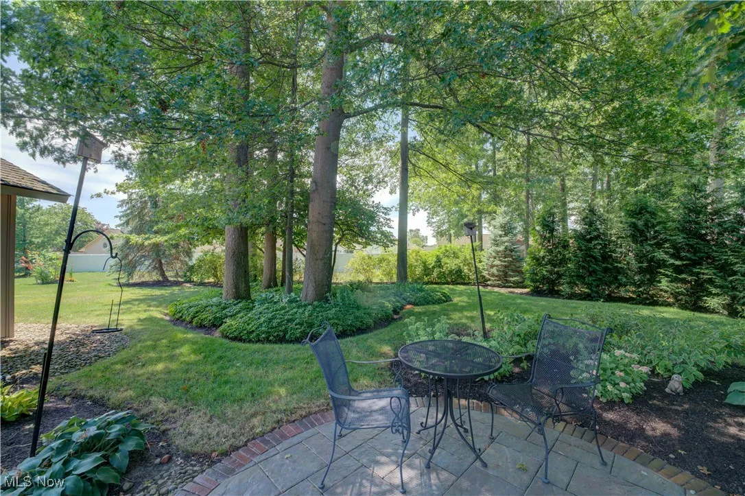 Patio with views of the scenic rear yard.