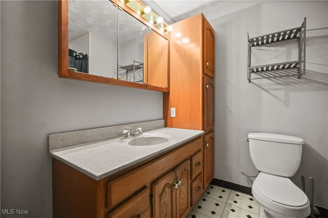Bathroom featuring vanity and toilet