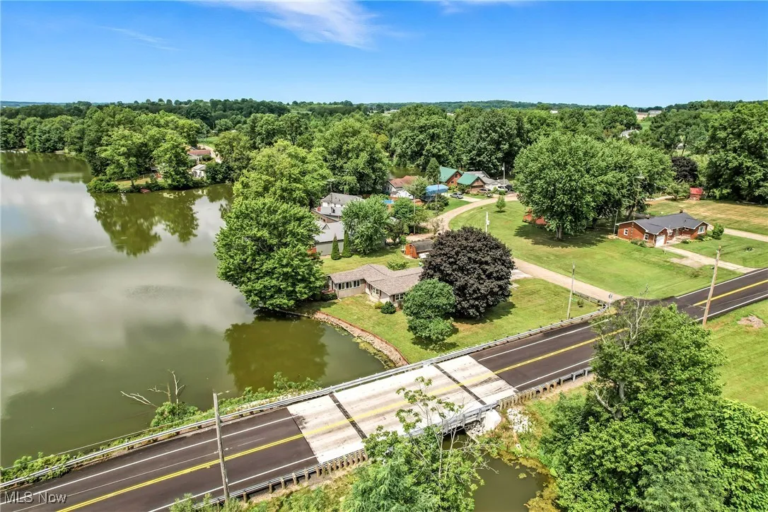 Aerial view of bridge near